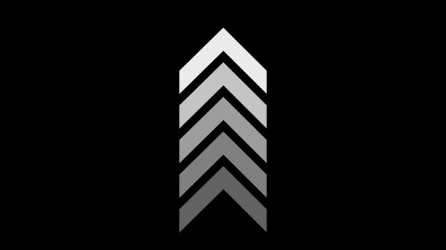 white arrow concept. rendering down to up arrow on black background. arrow for road direction very important. Flashing direction indicators