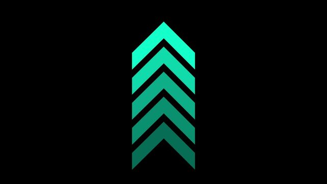 white arrow concept. rendering down to up arrow on black background. arrow for road direction very important. Flashing direction indicators