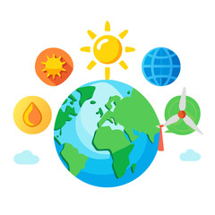 Naklejka premium Planet Earth Renewable Energy Icon