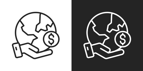 international business Icon In Black And White Line Style