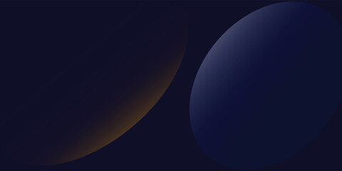 Navy blue abstract background with halftone golden lines delicate pattern. Small light spot box. Curve line, cosmic galaxy space. Festive BG for social media, birthday party invitation.