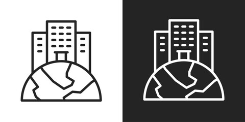 Multinational Icon In Black And White Line Style