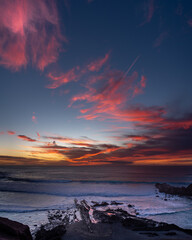 Sunset over the Atlantic Ocean in the Canary Islands. Beautiful sky and clouds. © Oczarowany Wyspami