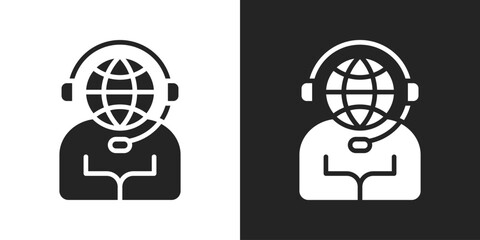 customer support Icon In Black And White Glyph Style