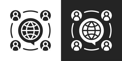 forum Icon In Black And White Glyph Style