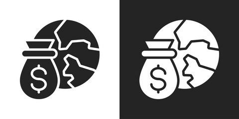 economic Icon In Black And White Glyph Style