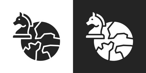 Global Strategy Icon In Black And White Glyph Style