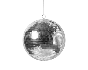 Classic Hanging Disco Ball isolated on a transparent background for Party and Nightlife Themes