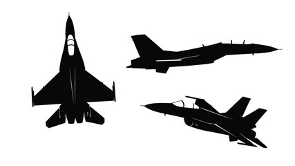 Silhouette view of fighter jets in different aerial perspectives © Rokiya Aktar