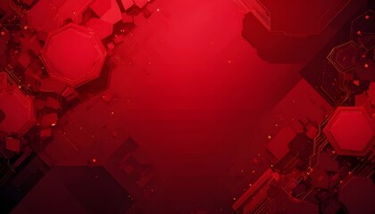 Red geometric abstract background with hexagonal shapes and connecting lines. Modern technology concept design, clean and dynamic, suitable for presentations, banners, or digital illustrations.