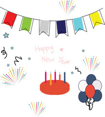  illustration for a celebration, featuring a banner with the text "Happy New Year". vector image
