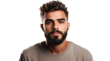 Serious bearded man with confident expression