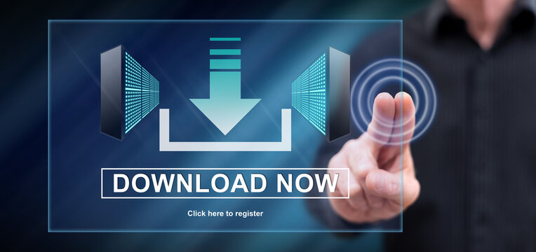 Man touching a download concept