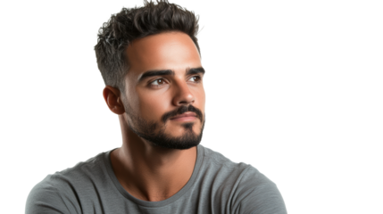 Stylish man with beard and voluminous hair

