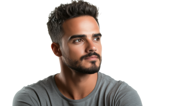 Stylish man with beard and voluminous hair
- Powered by Adobe