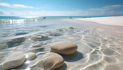 A Close-Up of Sunlit Beach Waters