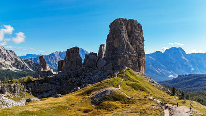 Cinque Torri Rock Formations in the Dolomites, Italy