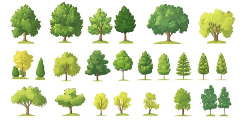 Collection of 30 Green Vector Trees