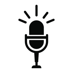 Microphone on stand with light icon