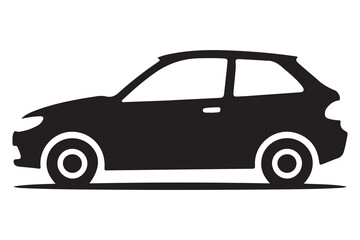 Car silhouette in black and white background minimal automotive outline illustration

