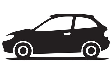 Car silhouette in black and white background minimal automotive outline illustration
