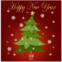 Christmas tree with toys postcard