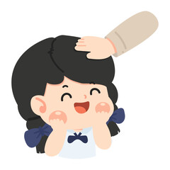 Illustration of Girl Being Pat on Head