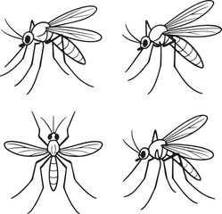 Set  of mosquito line art