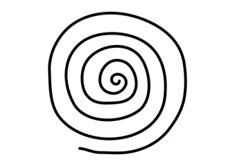 抽象的な集中・回転イメージ・迷路状のスパイラルデザイン・手書き風の黒いシンプルな渦巻き