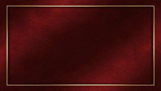 Luxury dark red grunge texture background with elegant gold frame - Powered by Adobe