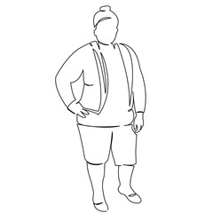 One continuous single drawing line art doodle female, size, plus, fat, young, girl, model, fashion, overweight, beautiful, sexy, bodypositive. Isolated flat illustration hand draw contour on a white b