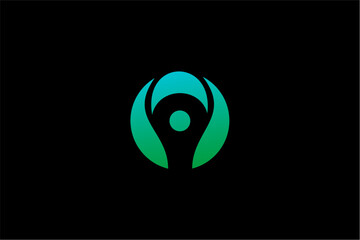 Abstract Circular Logo with Green and Blue Gradient.