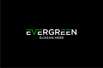 Evergreen Logo Design with Green Accents and Slogan on Black Background.