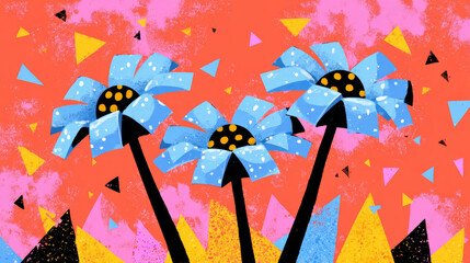 Abstract and colorful geometric flower background