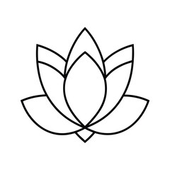 Minimalist lotus flower line art illustration representing elegant symbolic bloom Vector illustration