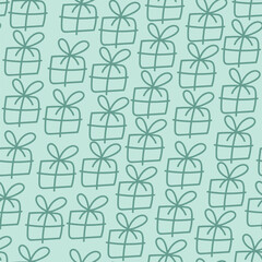 Boxes with bows seamless pattern