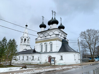 The Church of the Savior on Dzerzhinsky Street in Belozersk in winter. Russia, Vologda region
