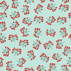 Red berries seamless vector pattern