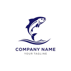 Obraz premium Stylized Fish Logo Design Template with Company Name Placeholder.