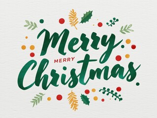 Colorful Merry Christmas greeting with festive decorative elements