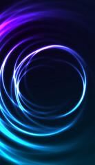Bright blue ultraviolet neon glowing shiny circles abstract background