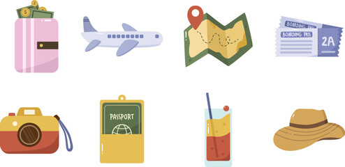 Travel Items Vector Illustration Collection