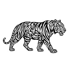 Fototapeta premium Tribal Pattern Tiger Illustration A Majestic Predator Walking with Bold Stripes