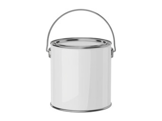Paint bucket mockup template, white matte paint can with handle for branding png element, isolated on transparent background