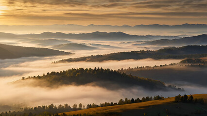 Fototapeta premium Golden sunrise over mountains