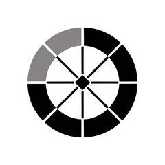 A simplified color wheel symbol for selecting interior color palettes.