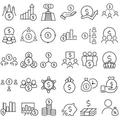 Profitable business icon vector set. Business Illustration sign collection. Business team symbol or logo.