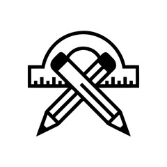 Icon showing design tools for measurement and planning in interior projects.