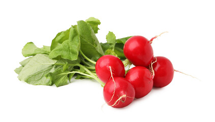 Bunch of fresh radishes isolated on white