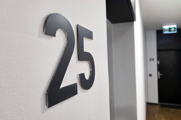 Modern Apartment Interior with Room Number 25 Display